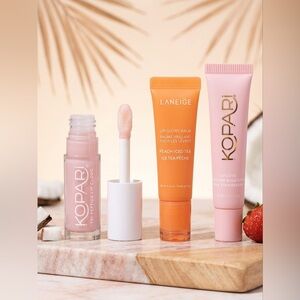Kopari Lip Set + Laneige Lip Glowy Balm 3pc Bundle, New in Box, Hydrating 💋